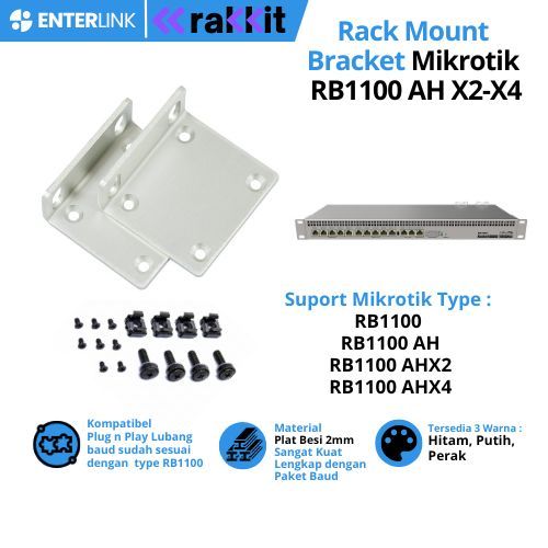 RAKKIT Rackmount Kit Mikrotik RB1100 RB1100AH RB1100AHX2 RB1100AHX4 Rak Server Kuping Bracket Kuping