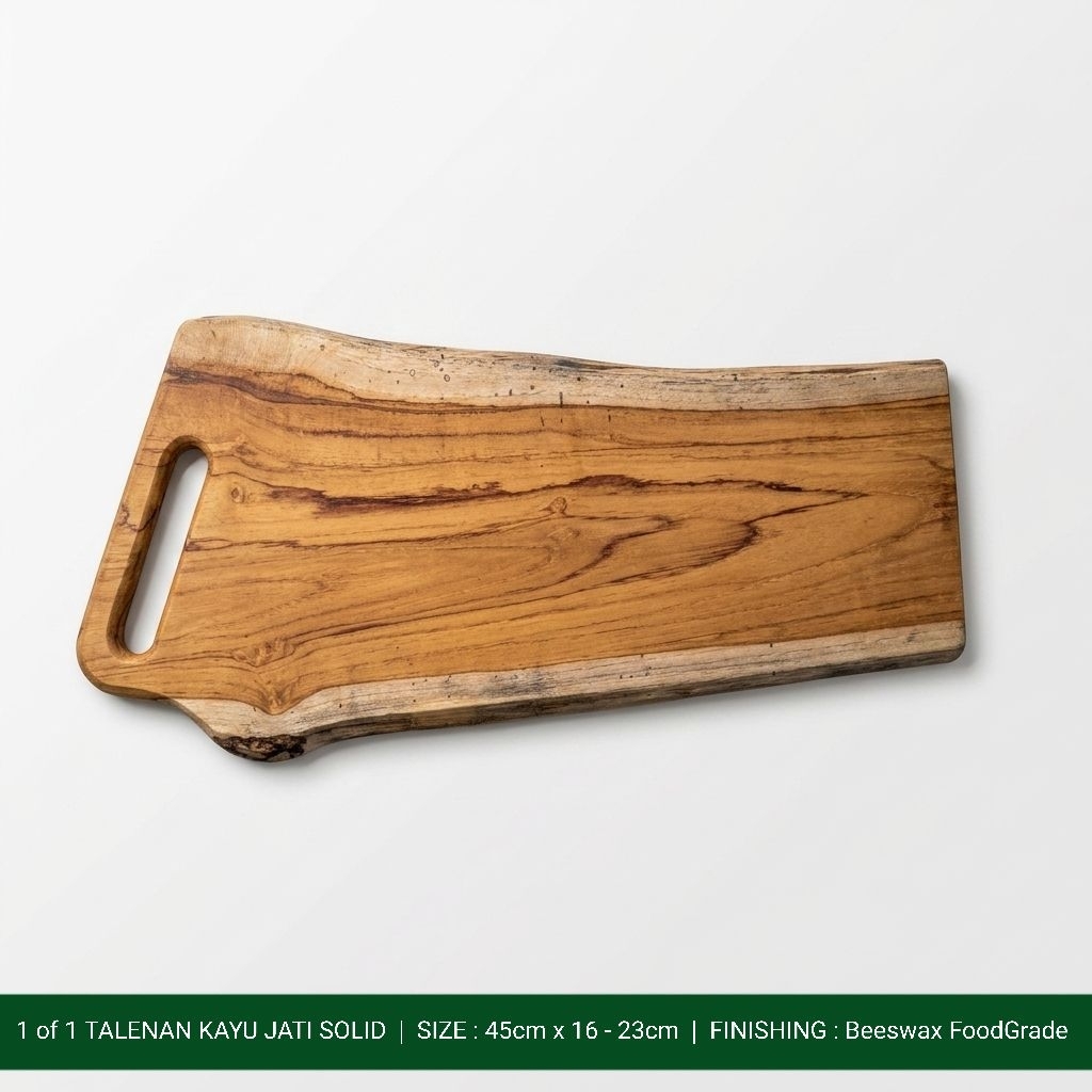 Talenan Kayu Jati Solid Kayu Utuh - Finishing Beeswax Food Grade