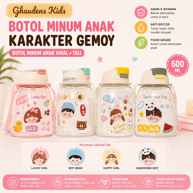Botol Minum Anak Gemoy Viral 1300ML FREE STIKER