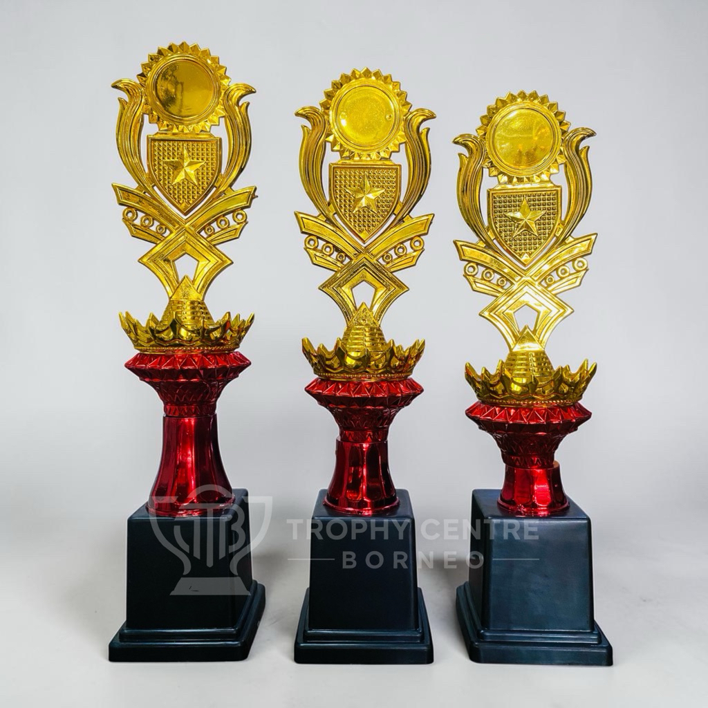 Trophy Piala Kristal Merah 1 Set
