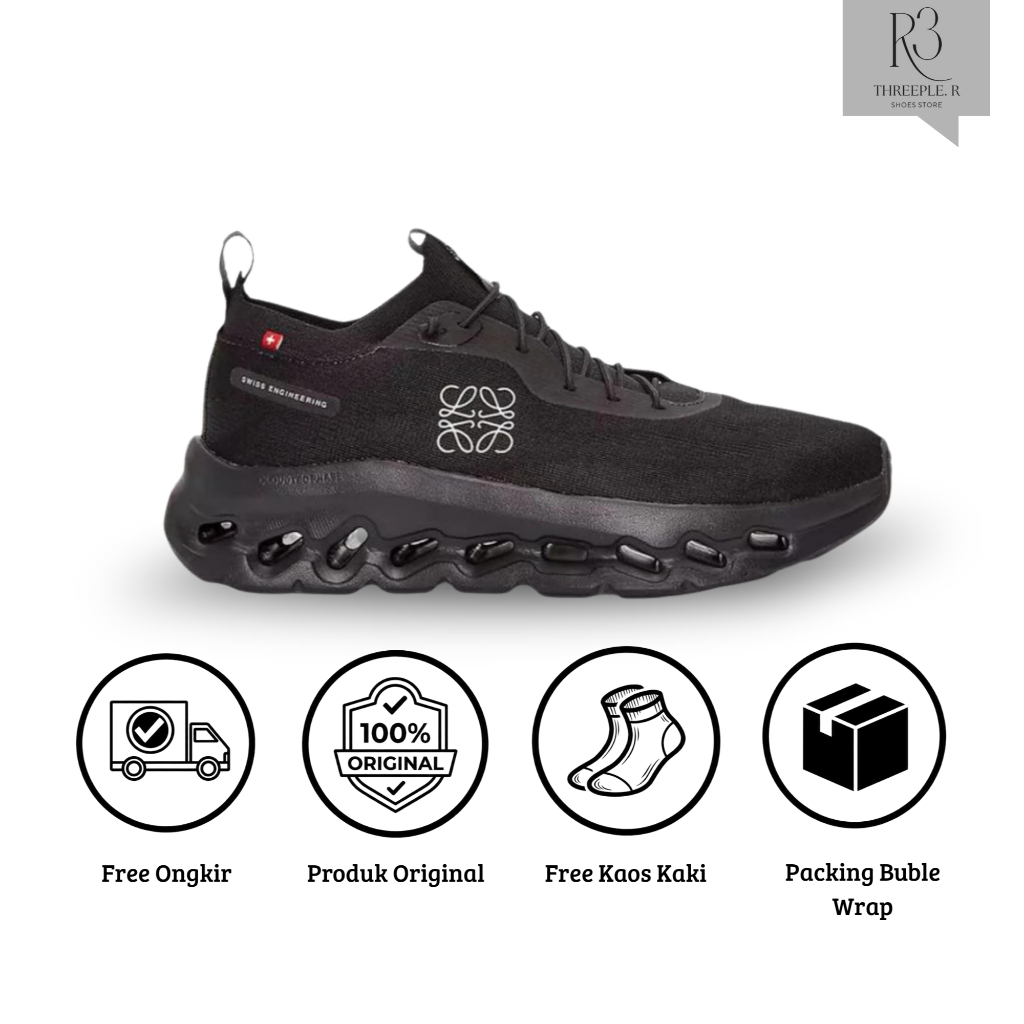 Sepatu Running Dan Outdoor Pria Wanita ON X LOEWE CLOUDTILT ALL BLACK