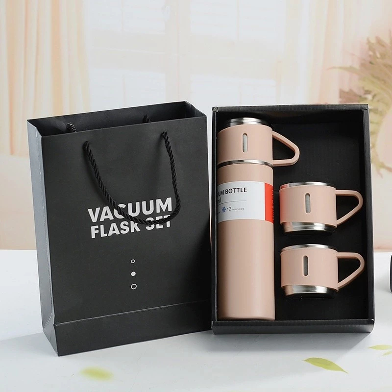 Termos Vacuum Flask Set 500ml - Desain Elegan, Warna Acak, Souvenir Premium