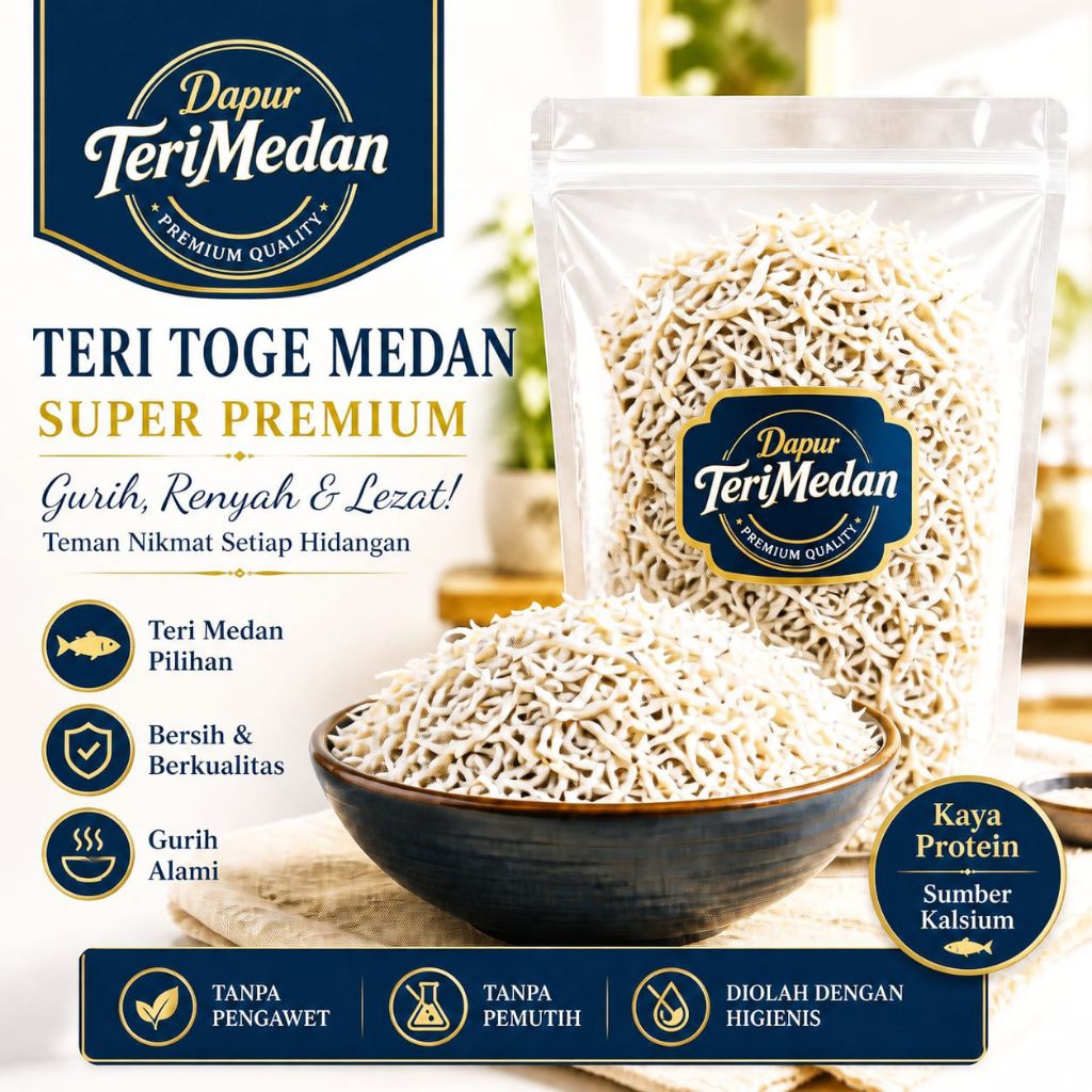 Ikan Teri Toge Medan 1kg Super Premium 100% Asli Medan