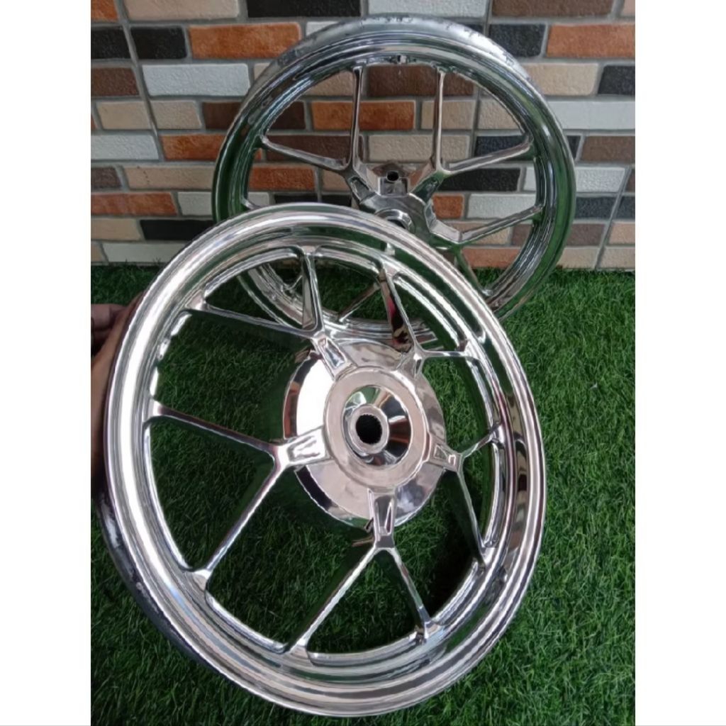 1SET VELG RACING DEPAN BELAKANG MOTOR HONDA VARIO 125/150 LED 100%ORIGINAL COPOTAN REPAINT CHROME GL