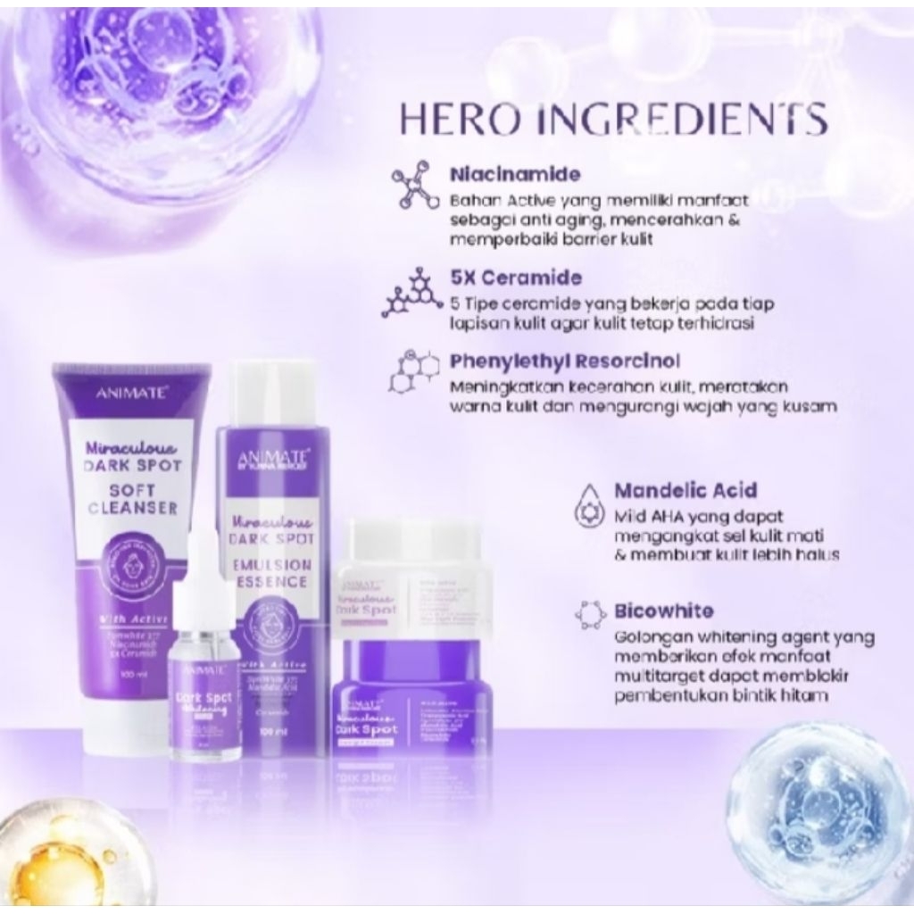 Paket Skincare Wajah Animate 5in1 - Glowing (Biru) untuk Mencerahkan Wajah