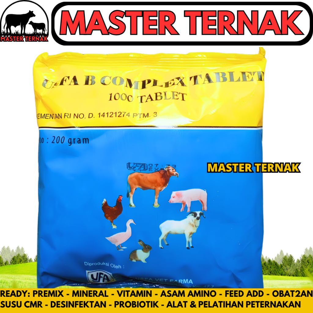 USFA B COMPLEX TABLET - Vitamin B Komplek Untuk Pertumbuhan & Nafsu Makan Sapi Kambing Ayam Babi