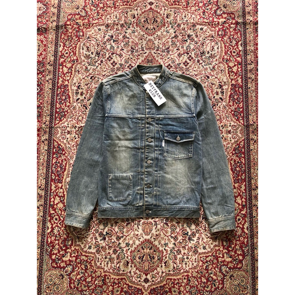 Liful minimal garment type 1 collarless washed garment trucket jacket Vintage denim yrixker type 1 i