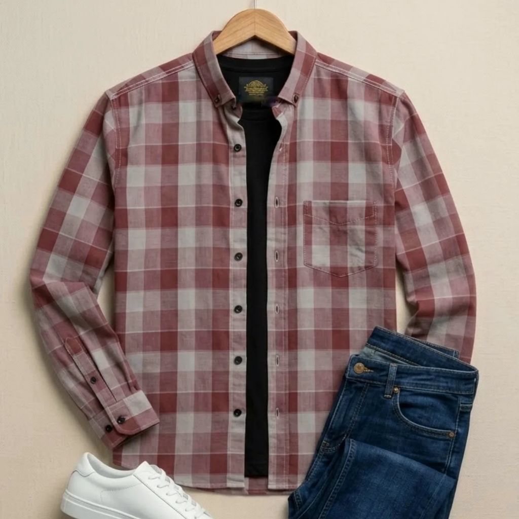F2D Kemeja Flanel Brown Cream Best Seller / flanel/hem pria/ flanel pria/ kemeja flanel/ eighty eigh