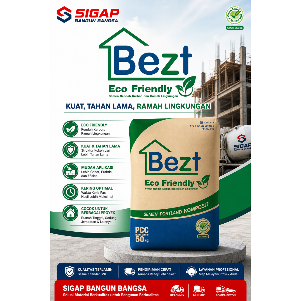 Semen Bezt PCC 50kg SNI – Semen Cor Beton, Plester, Acian & Pondasi | Semen 50kg