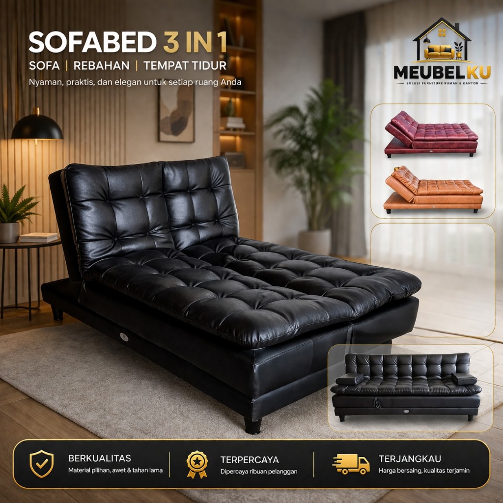 Sofa Bed 3in1 BIGLAND Bisa Jadi Kasur Lipat Empuk Anti Kempes Cocok Ruang Kecil
