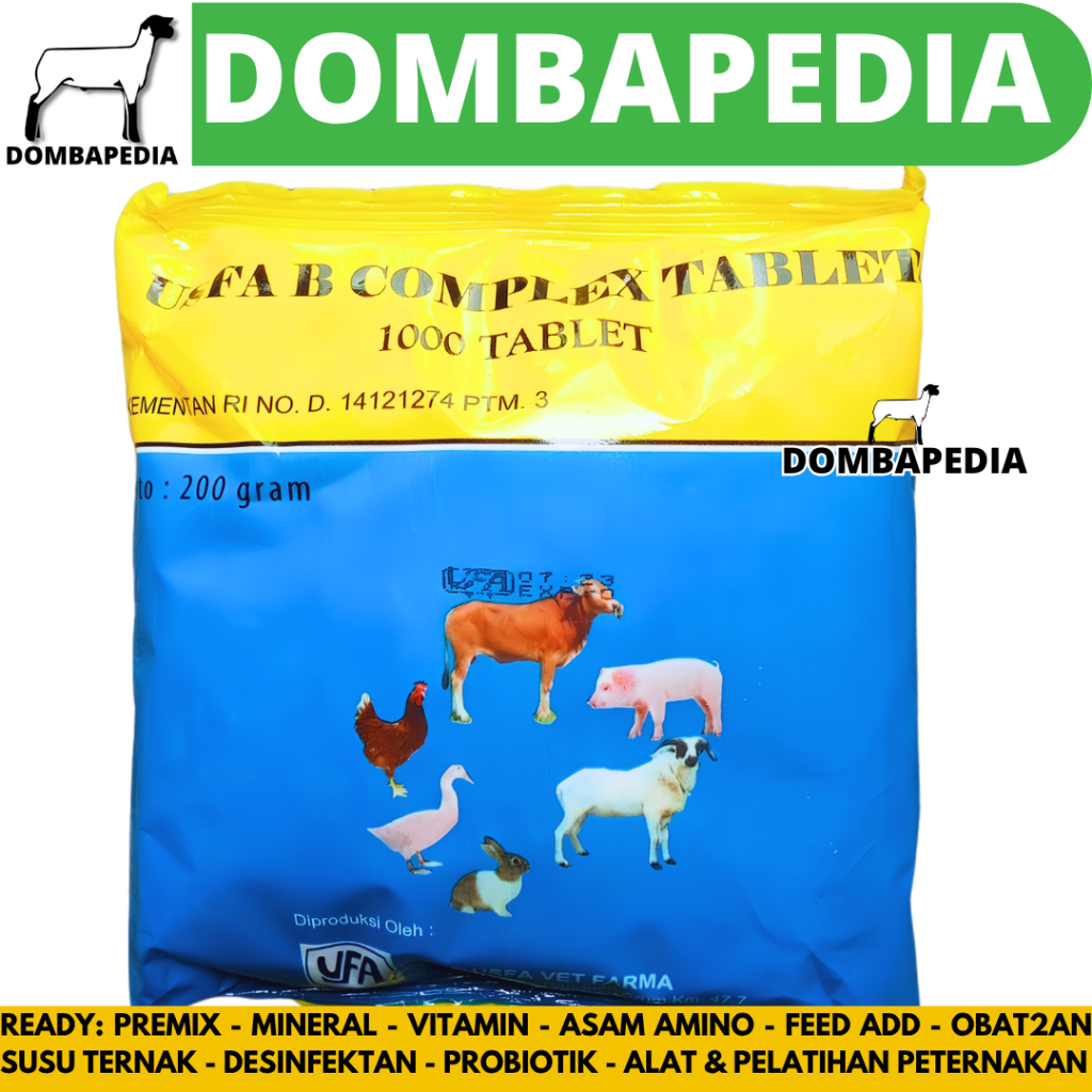 USFA B COMPLEX TABLET - Vitamin B Komplek Untuk Pertumbuhan & Nafsu Makan Sapi Kambing Ayam Babi