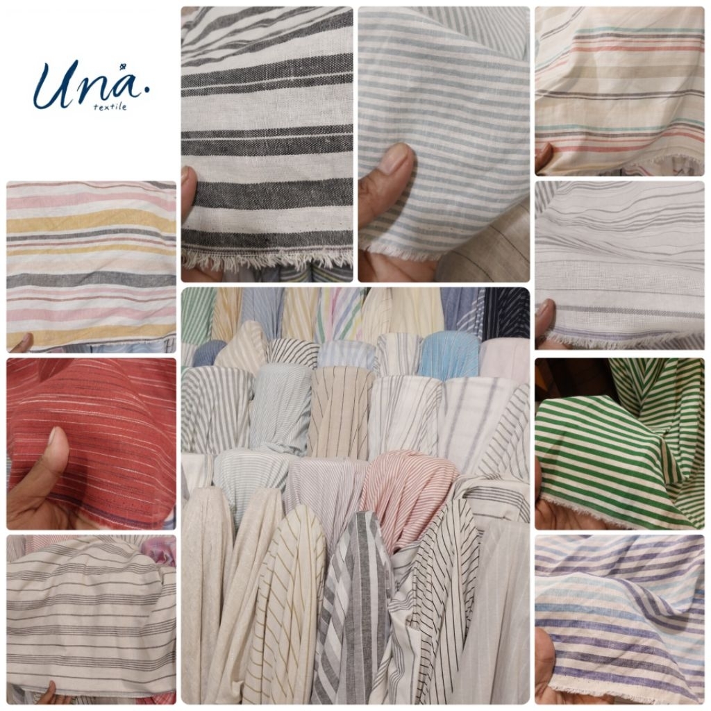 kain katun linen motif garis dan salur(harga per 0,5 meter)