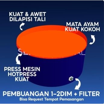 PROMOKolam Terpal Bundar Bulat Diameter 2 Tinggi 1 Tebal A20 Impor Korea