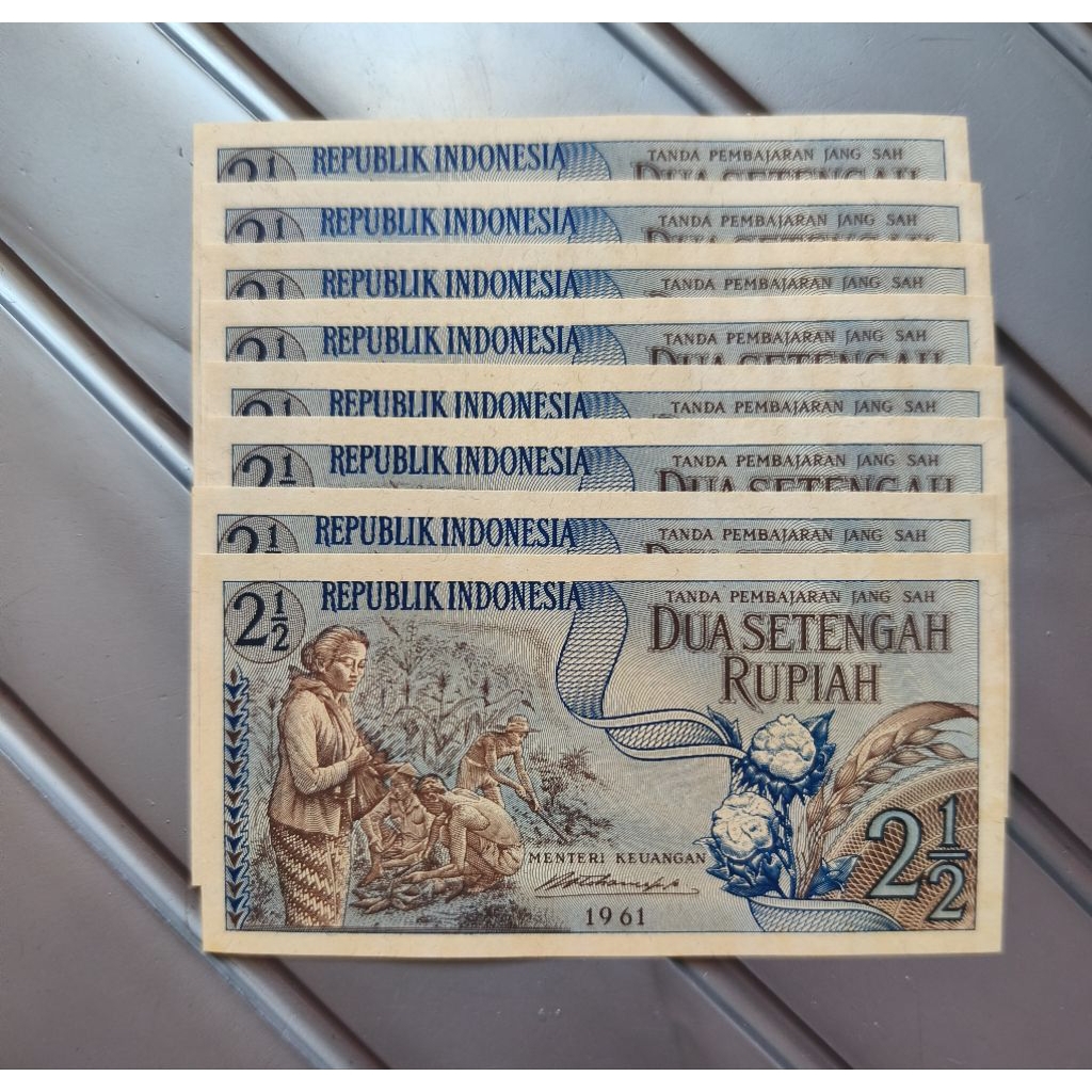 uang kertas 2,5 rupiah seri Sandang pangan thn 1961 baru original