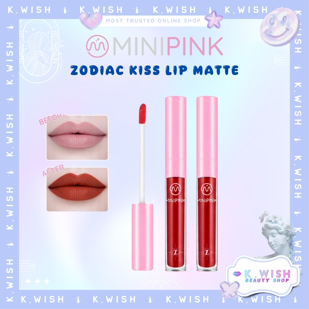 MINIPINK Zodiac Kiss Lip Matte Waterproof Ringan Tidak Kering Velvet Finish Lipstik MP065 | K.wish b