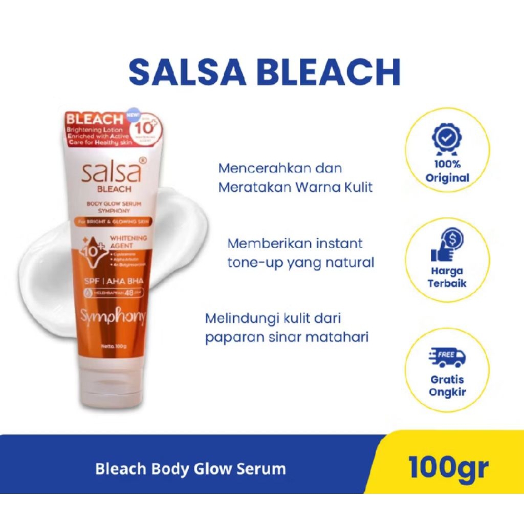 Salsa Bleach Body Glow Serum Symphony For Bright & Glowing Skin SPF AHA BHA - Brightening Lotion mel