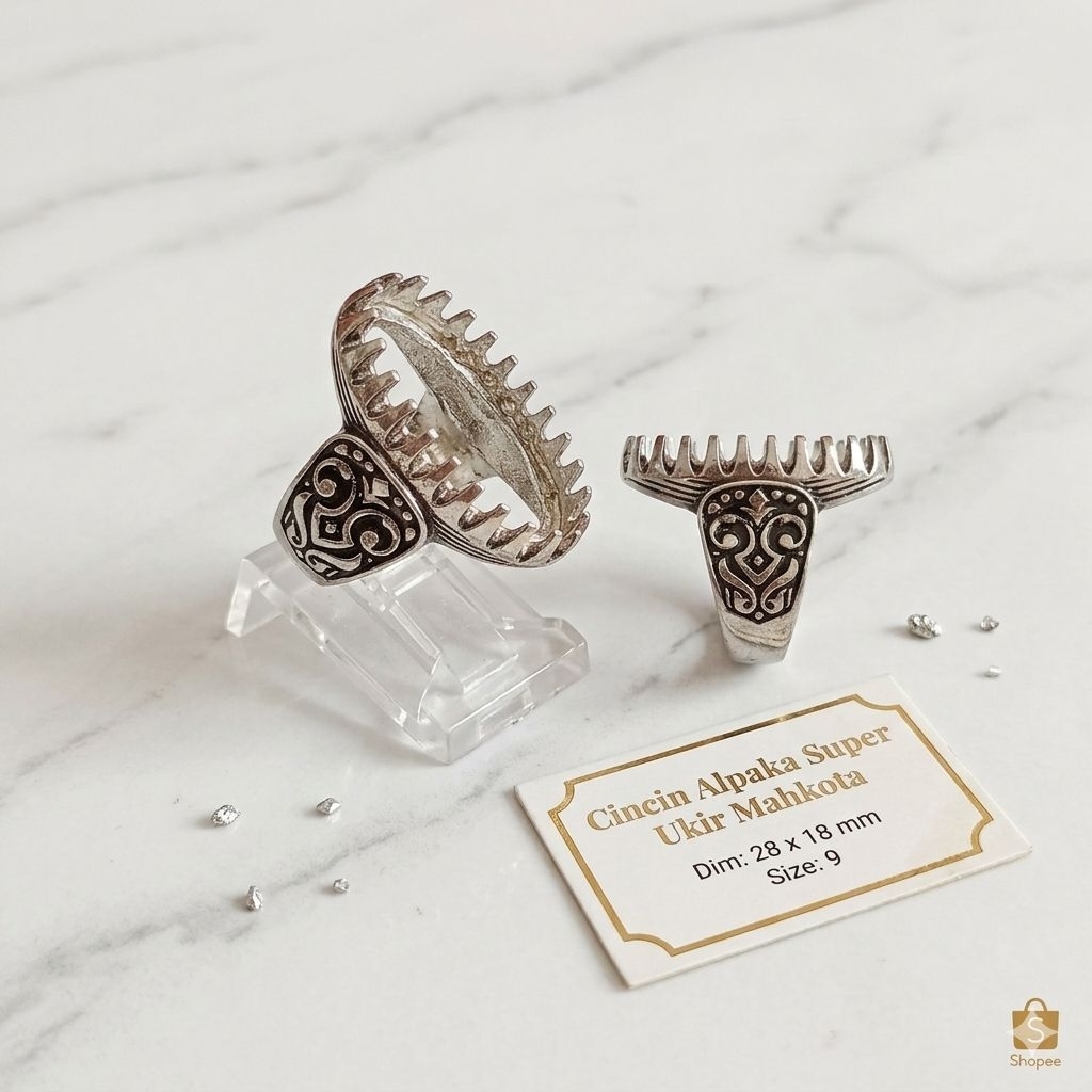 cincin emban batu akik batu permata alpaka super ukir Bali.68