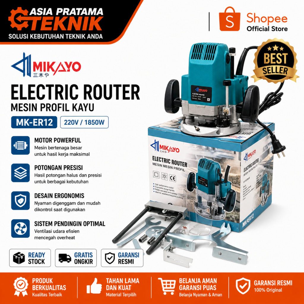 Mesin Router Propil Besar BONCHI MIKAYO Mesin Trimmer Propil Kayu Electric Wood Trimmer 12mm