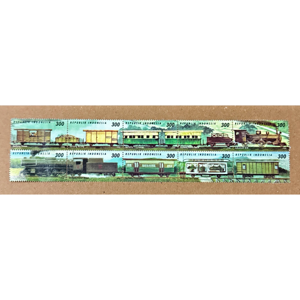 (BA) PRANGKO INDONESIA 1998 KERETA API  (TRAINS) 10V COMPLIT SET MINT NH.