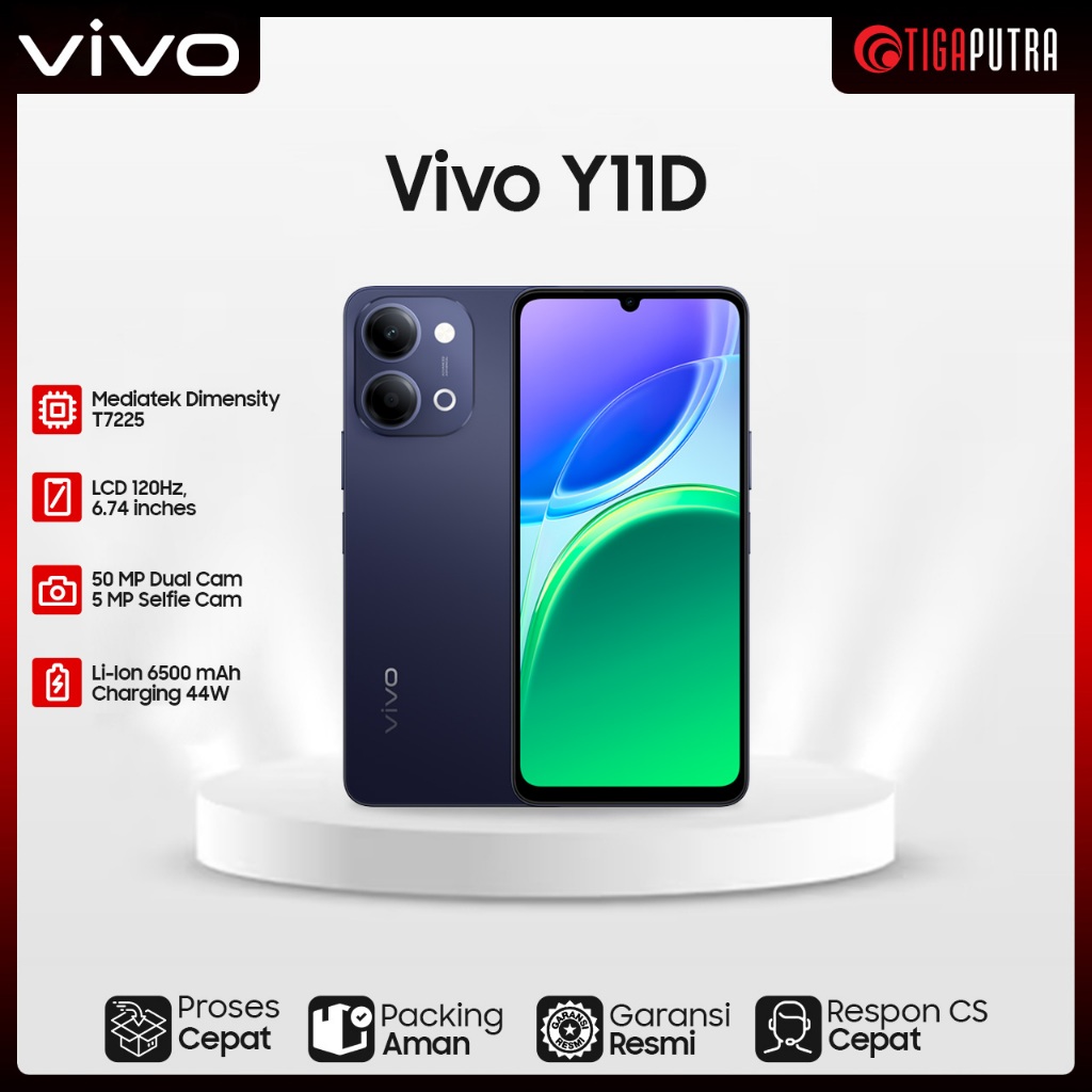 Vivo Y11D (Ram 4GB, Rom 128GB, Battery 6500mAh, Unisoc T7225)