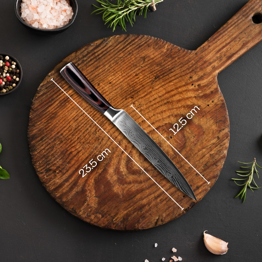 Pisau Dapur Chef Damascus Pattern Pisau Daging Sayur Buah Serbaguna Bahan Stainless Steel WMO YUXITU