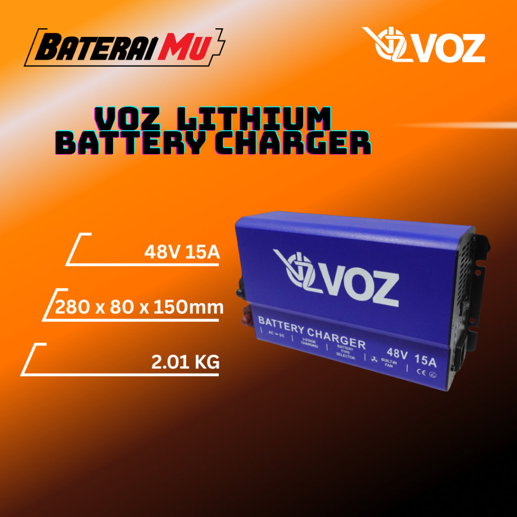 BateraiMu Voz Lithium Charger Baterai 48V 15A | Lithium Charger 48V 15A