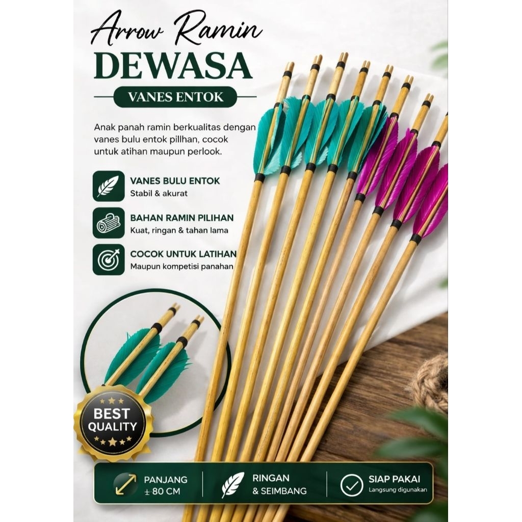 ARROW RAMIN DEWASA VANES ENTOK / 6 PCS