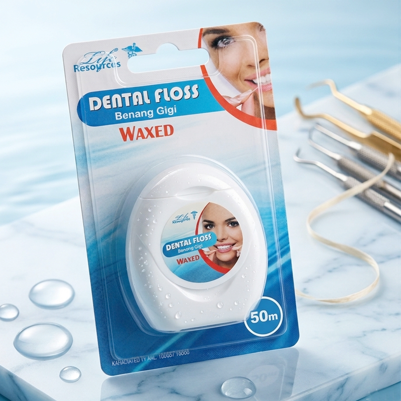 Life Resources 50m Century Value Dental Floss Waxed Nilon Benang Gigi Rasa Pepermint 50meter Members