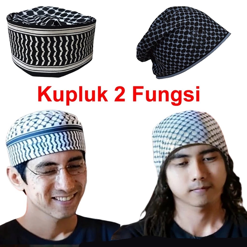 Peci Mesir Kupluk motif sorban peci kopiah 2 fungsi peci dan beanie hat lipat