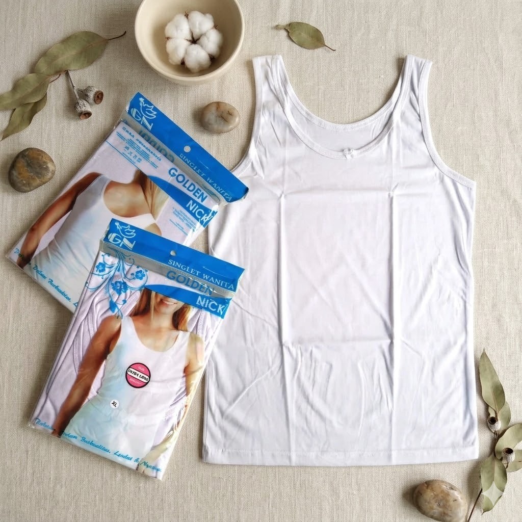 ( 3pc Dan 6pc ) Singlet Golden Nick | Kaos Dalam Singlet Wanita Golden Nick | Tanktop Wanita | Tengt
