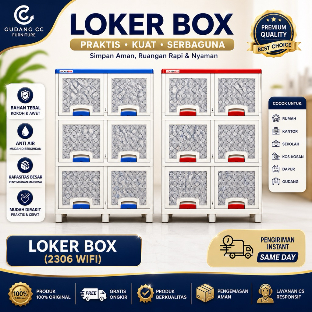 (GCC-FUR) Lemari Plastik Loker Box Napolly Tempat Penyimpanan Serbaguna 6 Pintu 10 Pintu Anti Air