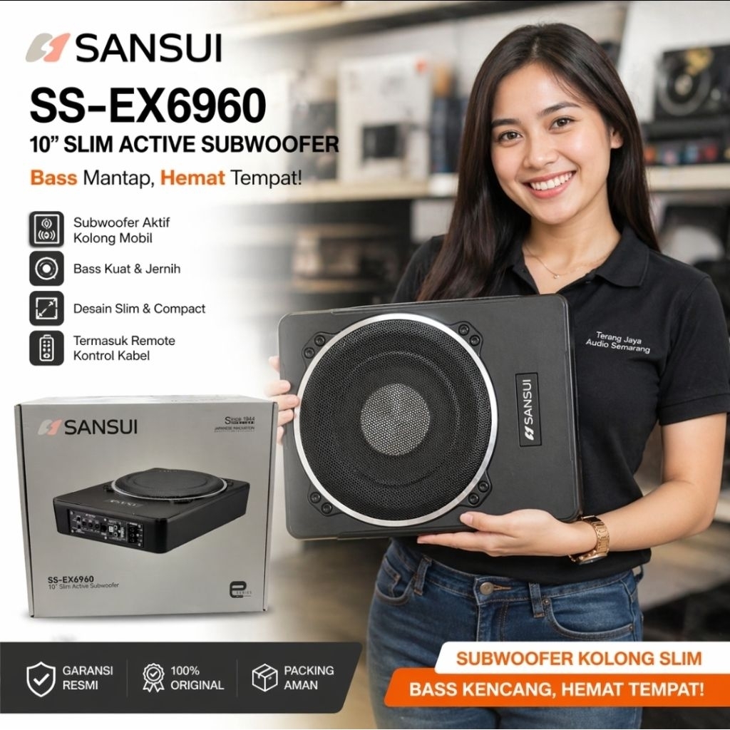 SUBWOOFER SLIM SANSUI 10 inch Aktif Subwoofer Slim Subwoofer kolong Sansui 10 inch