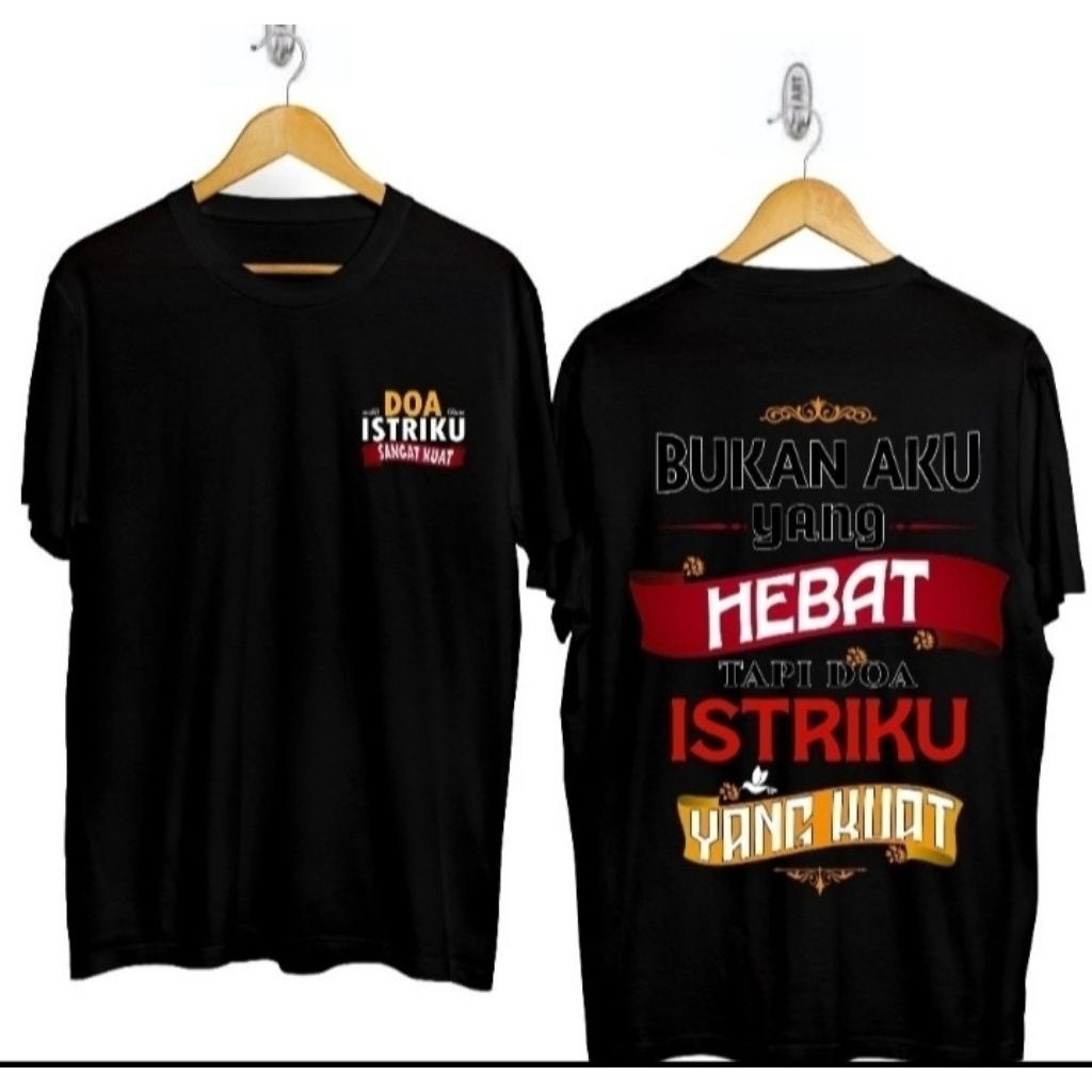 baju kaos lengan pendek distro motif kata kata hebat/hitam. putih. merah maron.biru navy