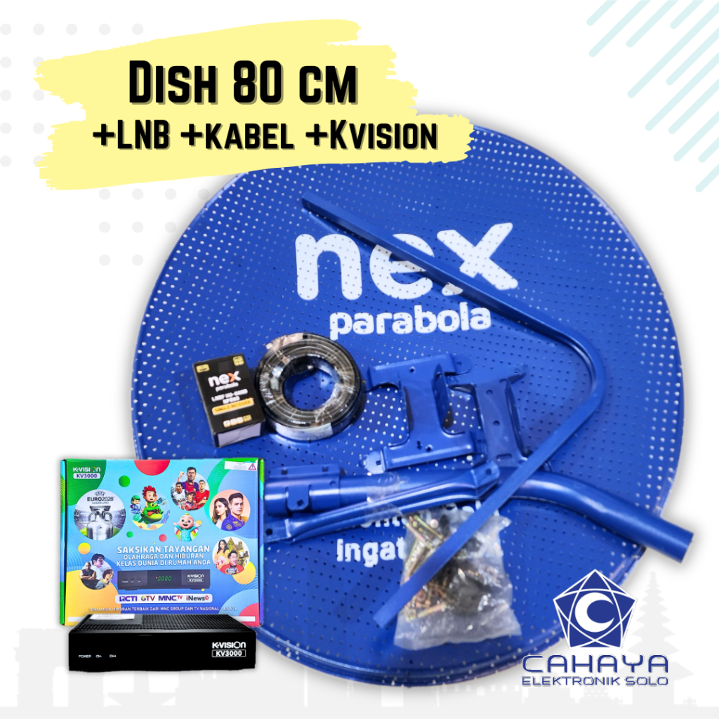 Parabola Set 80cm Kvision Receiver Siap Pasang Tv Nasional Lengkap