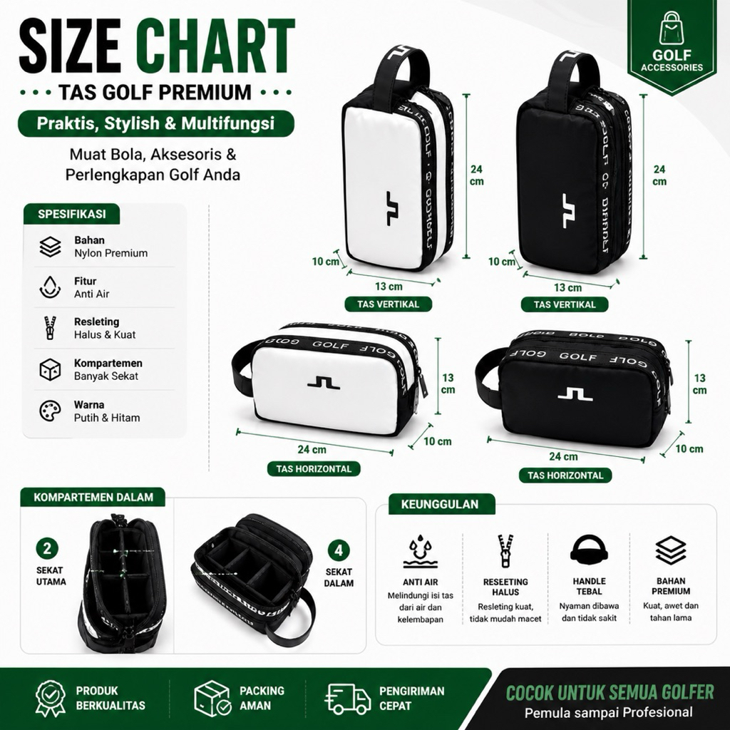 Tas Bola Golf / Pouch Hand Bag Golf Ball Import - Bag ball Pouch j.lindeberg Import