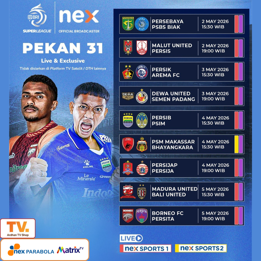 Nex Parabola Dan Matrix Paket LIGA INDONESIA 30 Hari - Paket nonton BRI Super League/Liga 1 - paket 