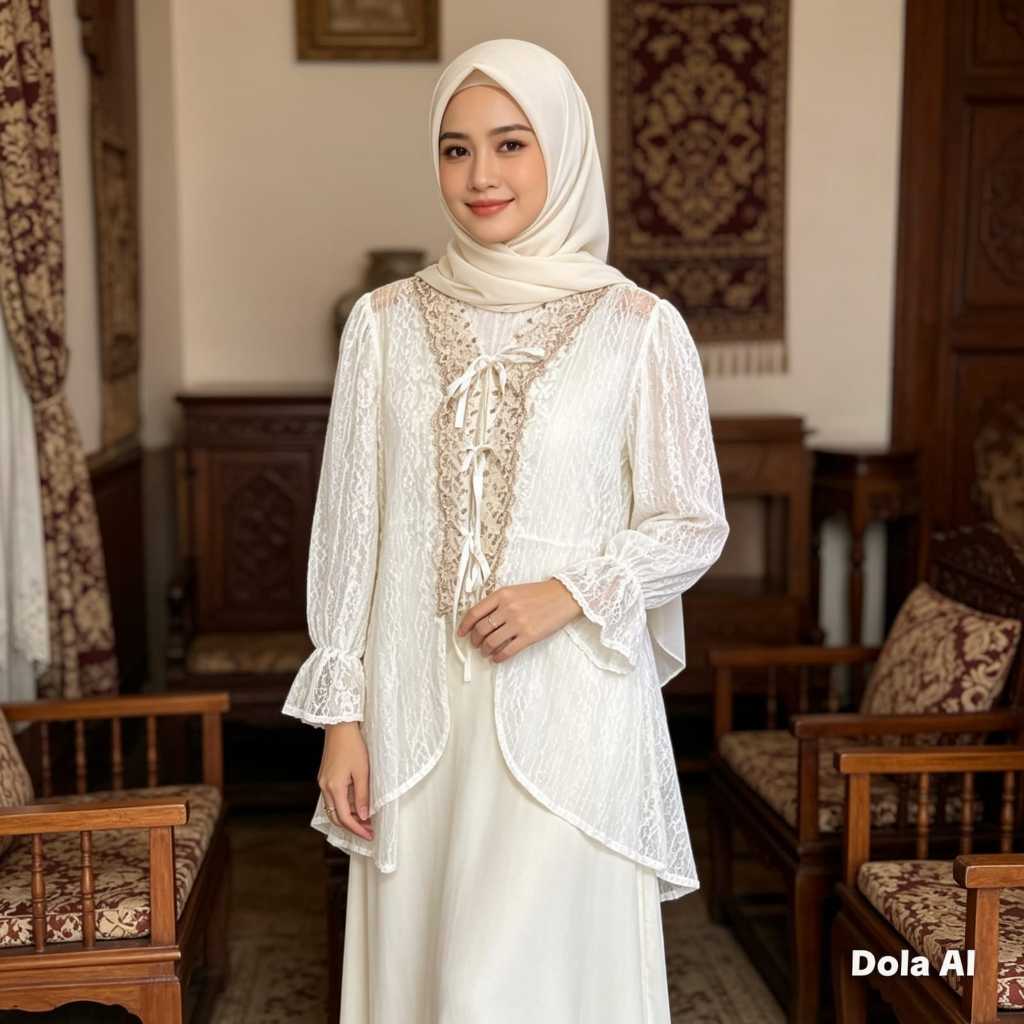 Outer Brukat Tile Cardigan Elegan Wanita Pesta