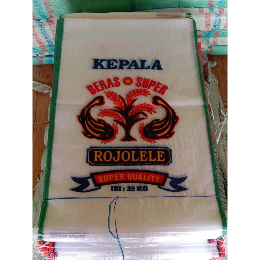 Karung Beras ROJOLELE isi 50 Pcs| Karung 25kg transparan printing