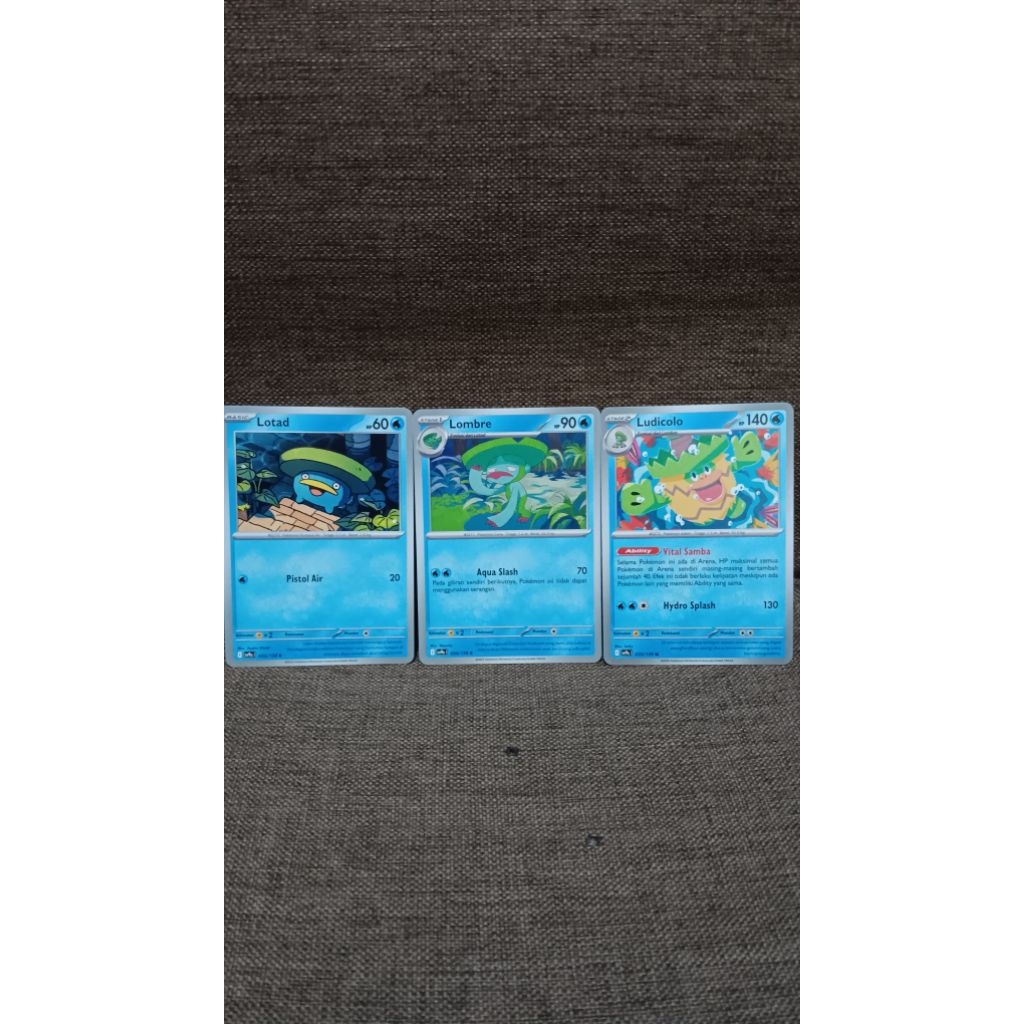 kartu pokemon lotad lombre ludicolo