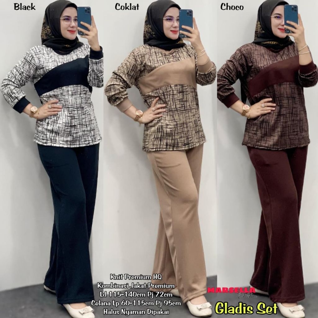 Denia one set tunik long kaos kotak kotak ori marsela celana highwiast kulot tunik jumbo ld 120 xl x