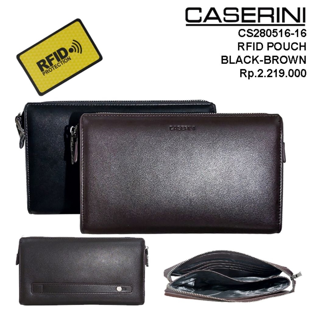 CASERINI RFID CLUTCH CS280516-15 tas tangan pria dan wanita material bahan kulit RFID proteksi