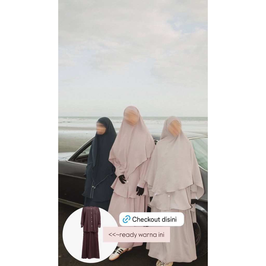 preloved set jaya two piece size m dan amroun jilbab elmadina warna puce