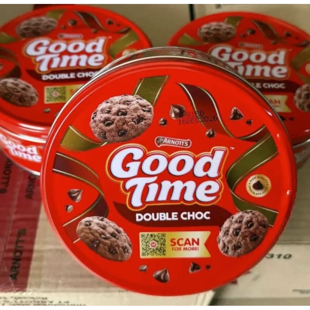 Ready Gosend-Instan |Good Time Kaleng Cookies Double Choc 133g - Kue Kering Renyah dengan Taburan Ch