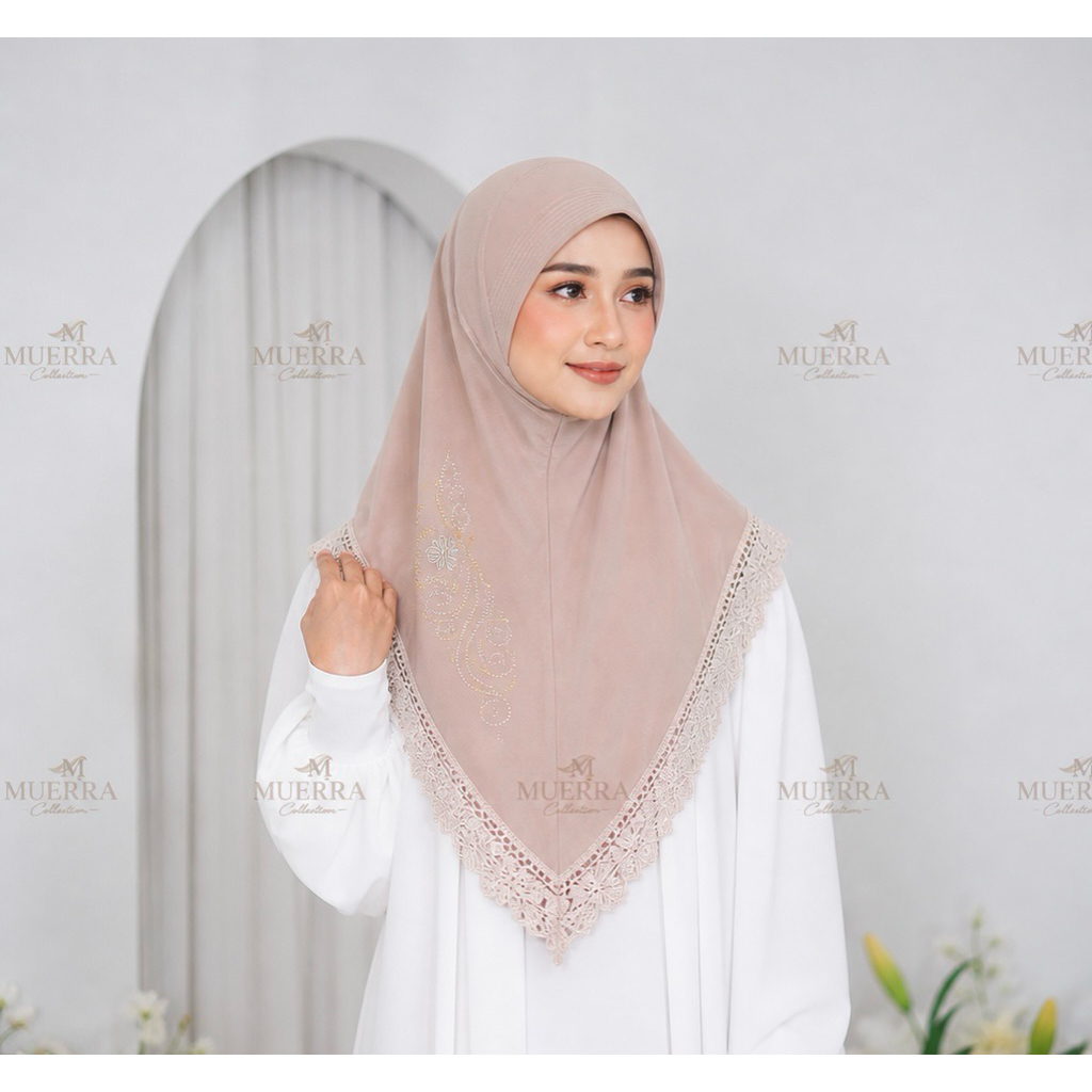 HIJAB Muerra Collection Jilbab Instan Renda Pres Payet Kerudung Manik Mewah Elegan