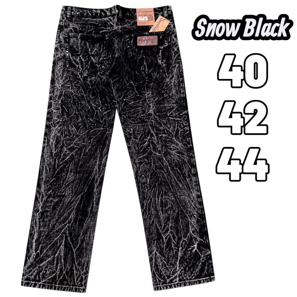 CELANA JEANS COWOK PRIA JUMBO SNOW BLACK SANDWASH MODEL REGULAR 40 42 44