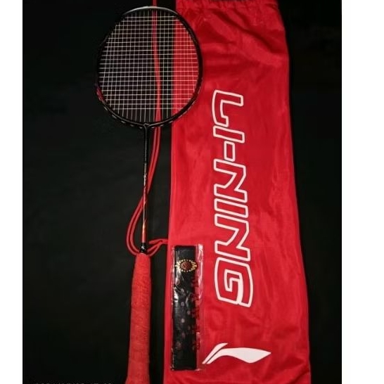 (FREE GRIP+SARUNG TAS) PRELOVED MULUS RAKET BULUTANGKIS BADMINTON LINING AERONAUT 7000 COMBAT BLACK 