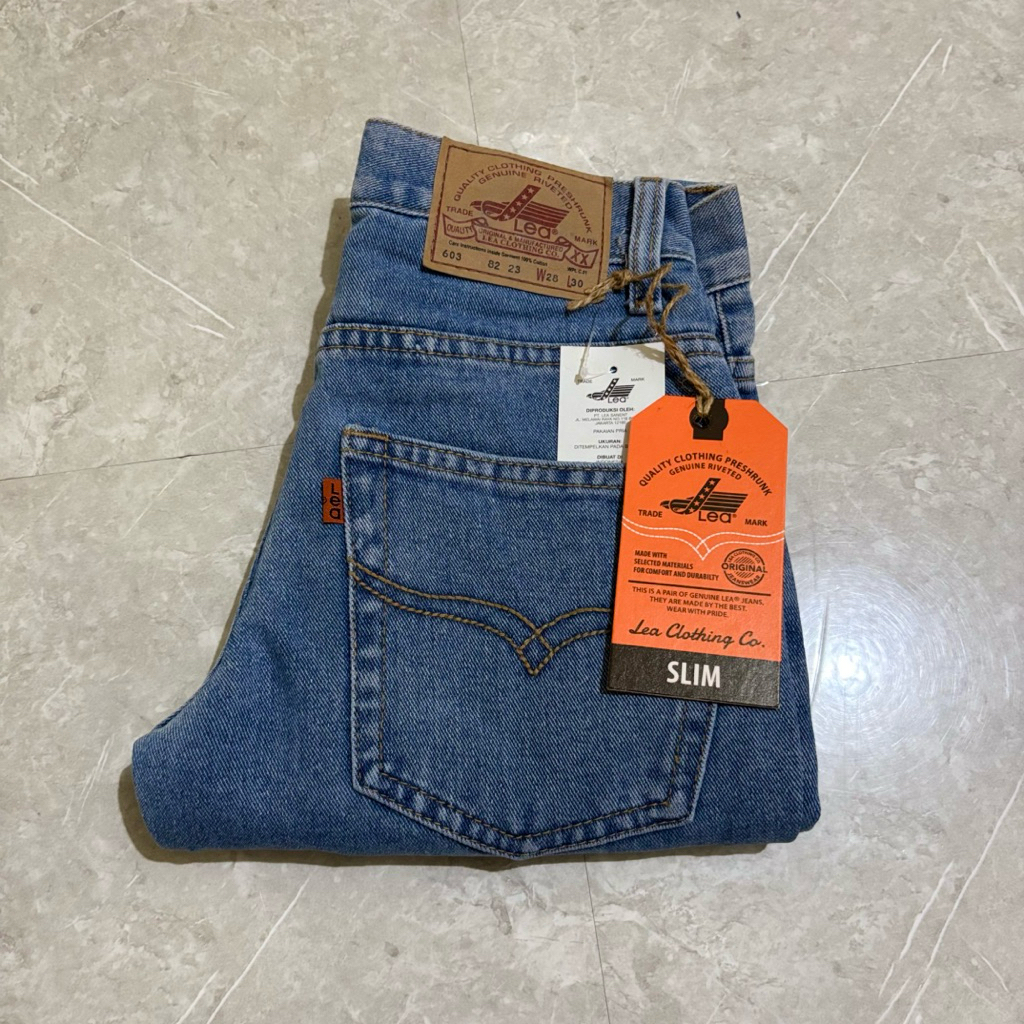 celana panjang pria Lea original 603.82.23 Slimfit tidak meral