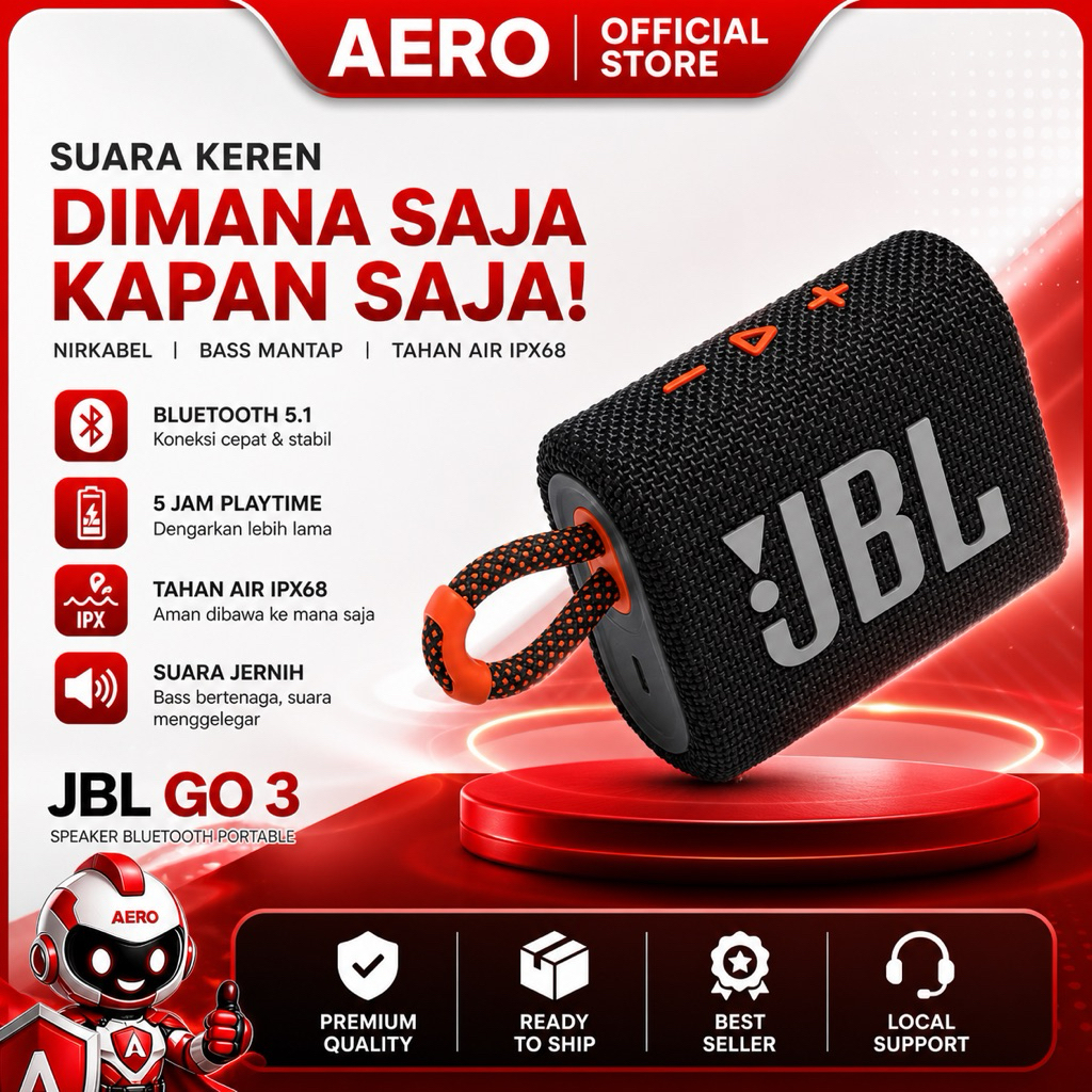 JBL Go 3 Portable Bluetooth Speaker