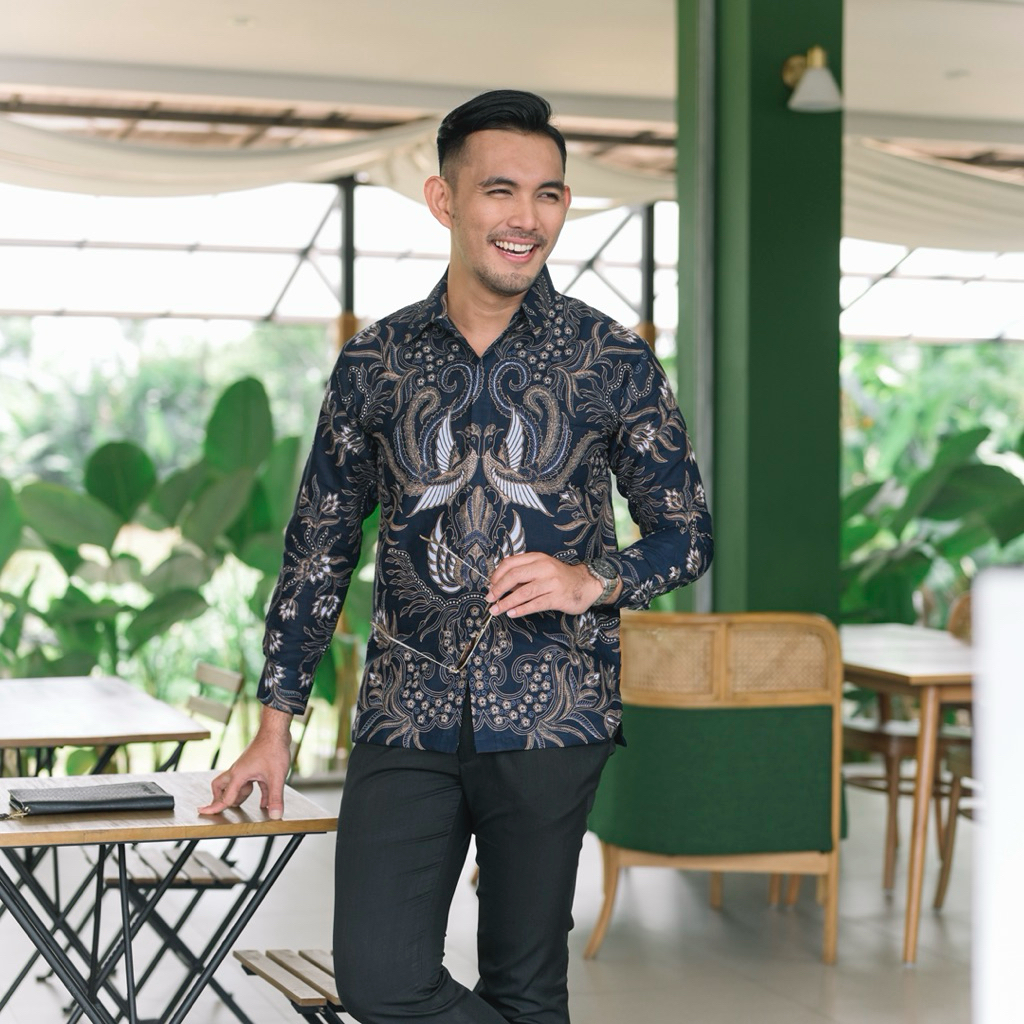Batik Ayodya Batik Pria Sumulur Navy Batik Pria Lapis Furing Batik Navy Batik Kerja