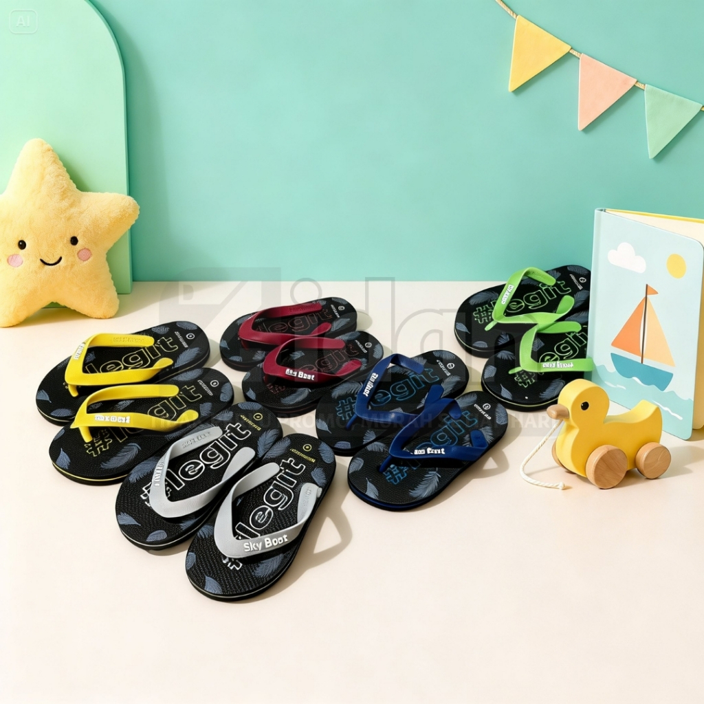 Sandal Japit Anak SKY BOAT LEGIT Motif Daun Sporty Nyaman